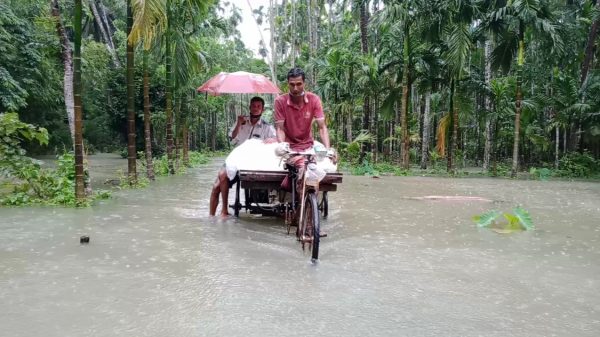মঠবাড়িয়ায় ভারী বর্ষণে নিম্নাঞ্চল প্লাবিত